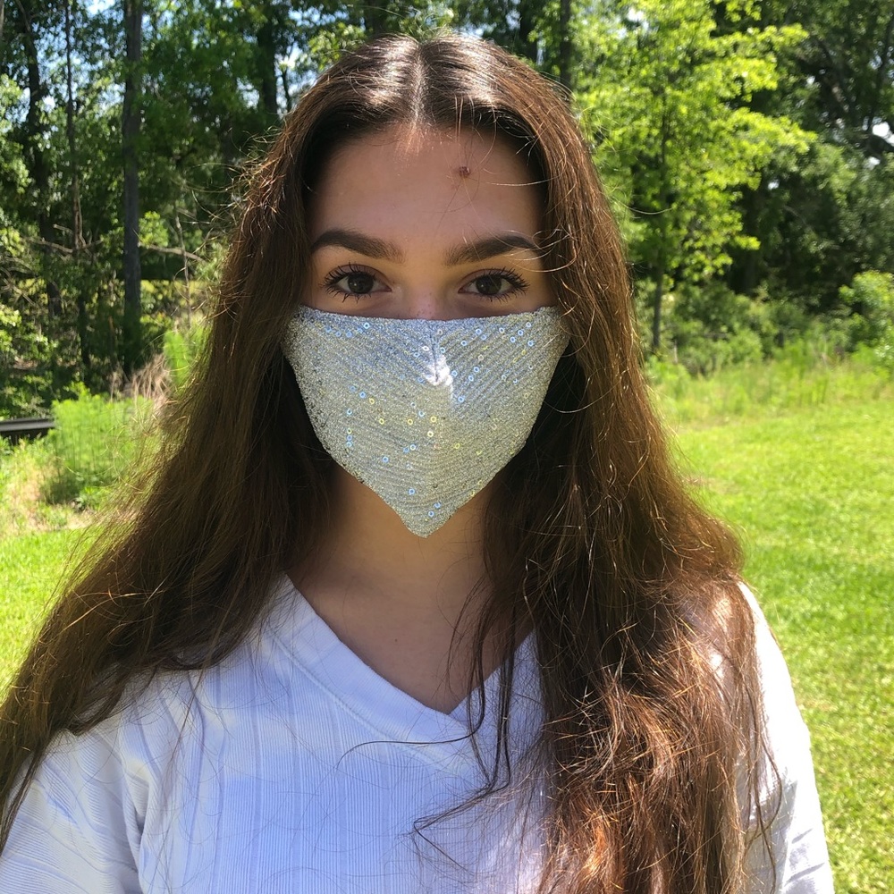 $8💋New Reusable/Washable Silver Sequins Mask